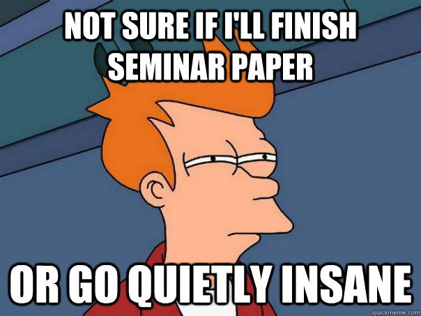 Not Sure if i'll finish seminar paper Or go quietly insane  Futurama Fry