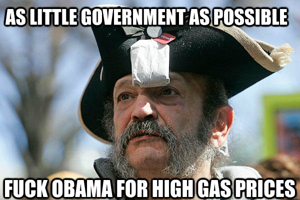 as little government as possible fuck obama for high gas prices  Tea Party Ted