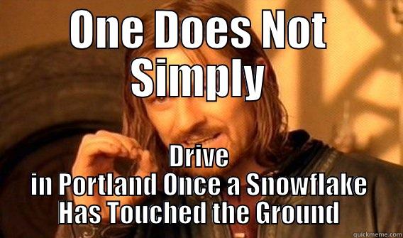 ONE DOES NOT SIMPLY DRIVE IN PORTLAND ONCE A SNOWFLAKE HAS TOUCHED THE GROUND One Does Not Simply