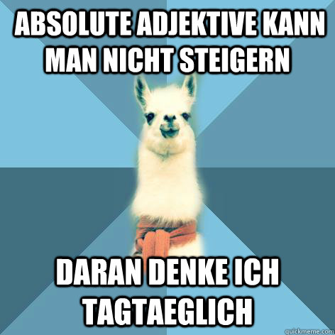  absolute adjektive kann man nicht steigern daran denke ich tagtaeglich  Linguist Llama