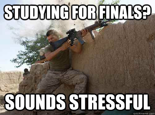 sTUDYING FOR FINALS? Sounds Stressful  Unimpressed Marine