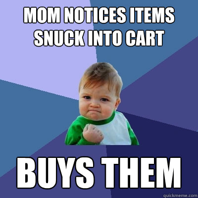 mom notices items snuck into cart buys them  Success Kid