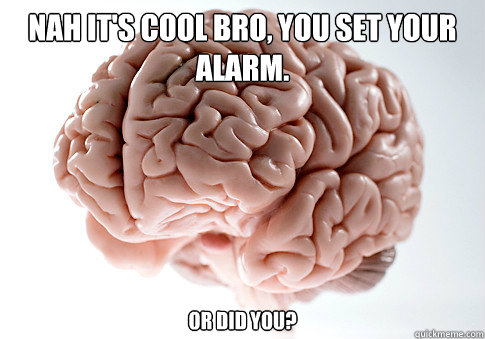 Nah it's cool bro, you set your alarm. Or did you?  Scumbag Brain