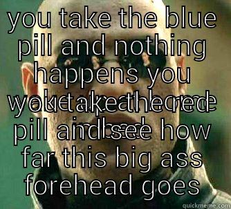 redpill nig - YOU TAKE THE BLUE PILL AND NOTHING HAPPENS YOU WAKE UP AT HOME IN BED  YOU TAKE THE RED PILL AND SEE HOW FAR THIS BIG ASS FOREHEAD GOES Matrix Morpheus