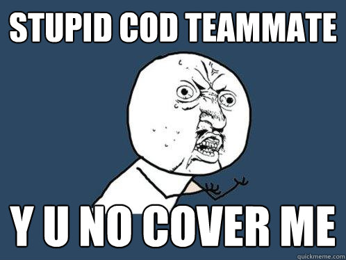 Stupid COD teammate Y U no cover me  Y U No