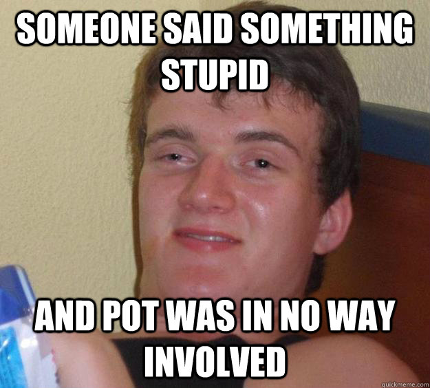 someone said something stupid and pot was in no way involved  10 Guy