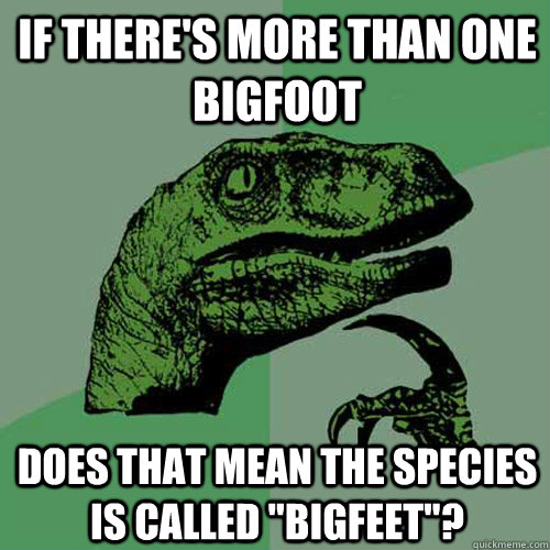 If there's more than one Bigfoot Does that mean the species is called 