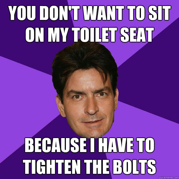 You don't want to sit on my toilet seat because I have to tighten the bolts  Clean Sheen