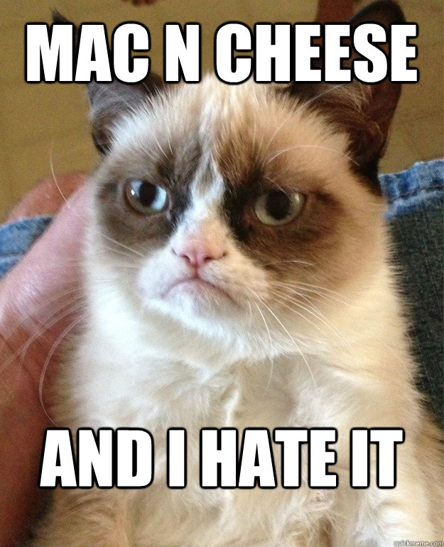 Mac N Cheese and i hate it  Grumpy Cat