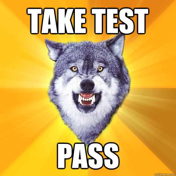 take test pass - take test pass  Courage Wolf