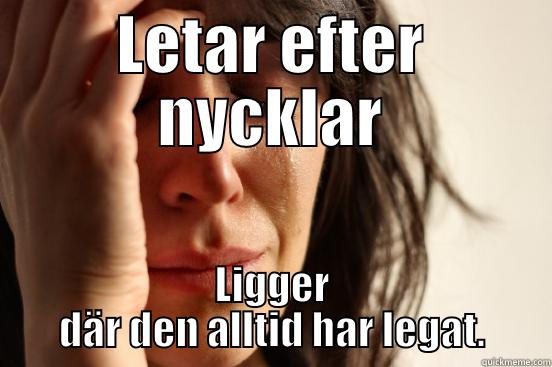 LETAR EFTER NYCKLAR LIGGER DÄR DEN ALLTID HAR LEGAT. First World Problems