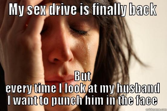 MY SEX DRIVE IS FINALLY BACK BUT EVERY TIME I LOOK AT MY HUSBAND I WANT TO PUNCH HIM IN THE FACE First World Problems