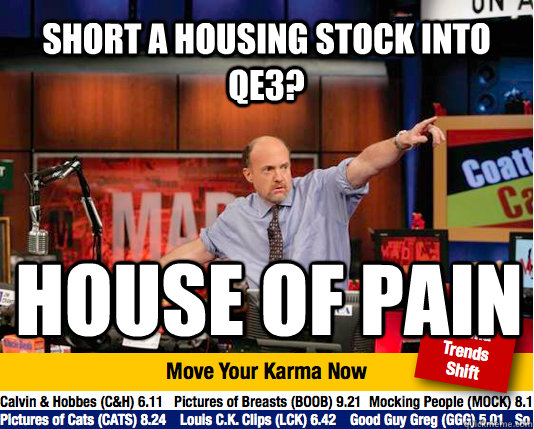 Short a Housing stock into Qe3? House of pain  Mad Karma with Jim Cramer