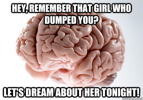 Hey, remember that girl who dumped you? let's dream about her tonight!  Scumbag Brain