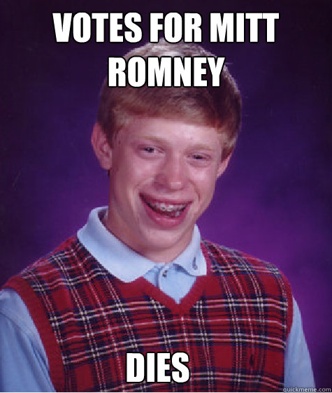 Votes for Mitt Romney Dies  Bad Luck Brian