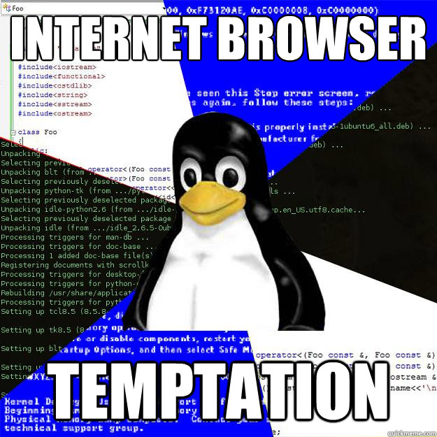 Internet browser temptation  Computer Science Penguin