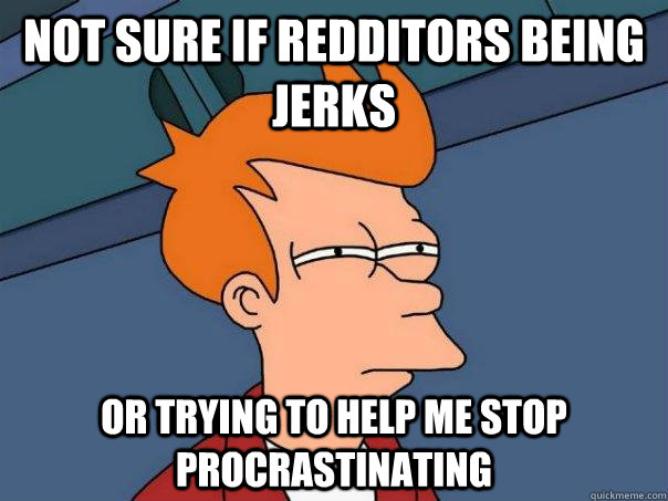 Not sure if Redditors being jerks Or trying to help me stop procrastinating  Futurama Fry