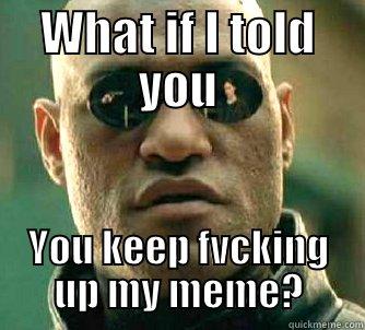 fvcking up my meme - WHAT IF I TOLD YOU YOU KEEP FVCKING UP MY MEME? Matrix Morpheus