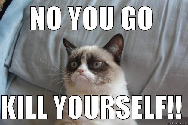 NO YOU GO  KILL YOURSELF!! Grumpy Cat