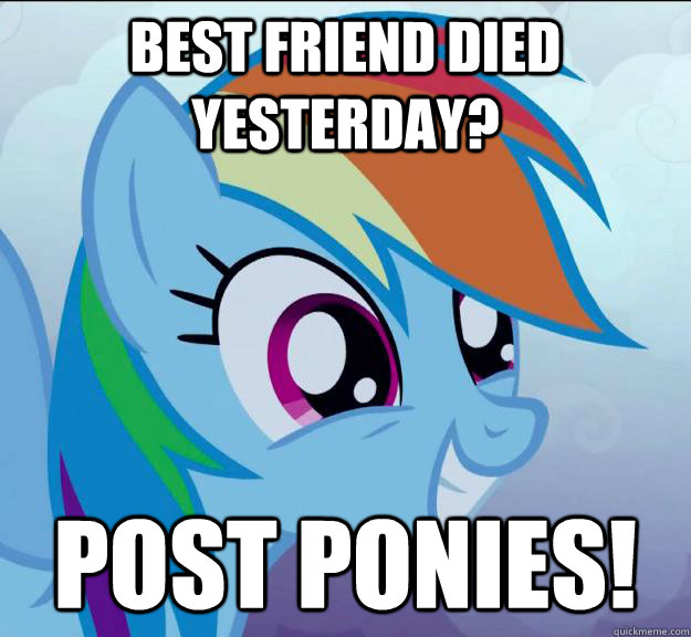 Best friend died yesterday? post ponies!  Rainbow Dash DO WANT