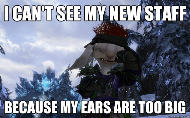 I can't see my new staff because my ears are too big - I can't see my new staff because my ears are too big  First World Asuran Problems