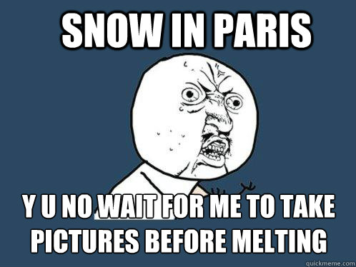 Snow in paris y u no wait for me to take pictures before melting  Y U No