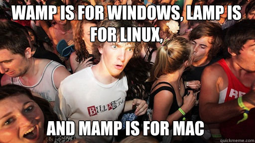 WAMP is for Windows, LAMP is for Linux, and MAMP is for Mac  Sudden Clarity Clarence