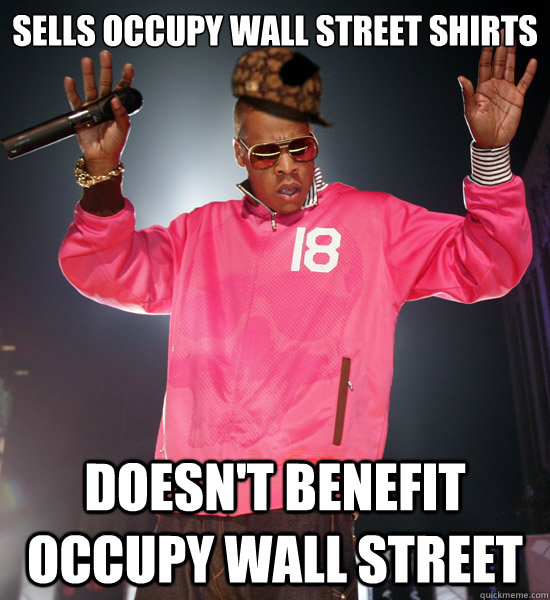 Sells occupy wall street shirts Doesn't benefit occupy wall street  