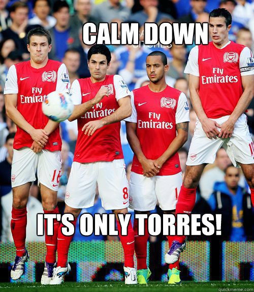 Calm Down It's only Torres!  Theo Walcott doesnt care