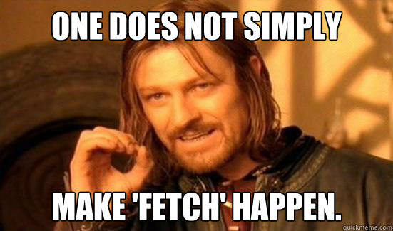 One Does Not Simply make 'fetch' happen.  Boromir