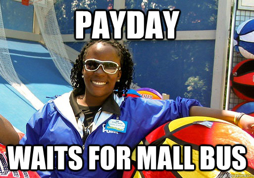 Payday Waits for mall bus - Payday Waits for mall bus  Cedar Point employee