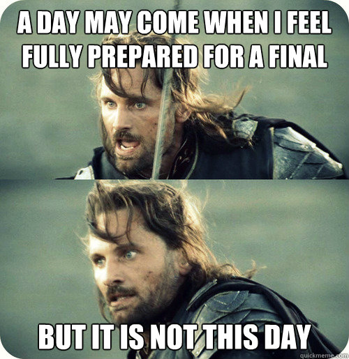 A day may come when i feel fully prepared for a final But it is not this day - A day may come when i feel fully prepared for a final But it is not this day  Aragorn Inspirational Speech