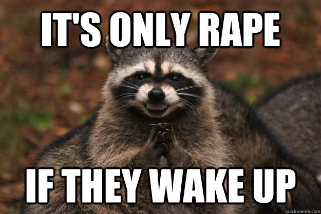 It's only rape if they wake up   Evil Plotting Raccoon