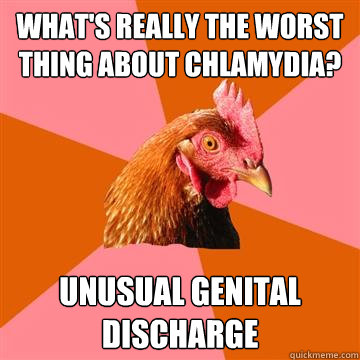 What's really the worst thing about chlamydia? unusual genital discharge  Anti-Joke Chicken