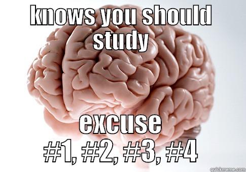 study brain - KNOWS YOU SHOULD STUDY EXCUSE #1, #2, #3, #4 Scumbag Brain