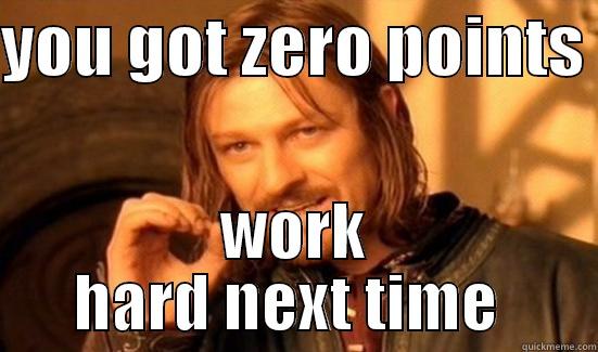 you're score is zero - YOU GOT ZERO POINTS  WORK HARD NEXT TIME  Boromir