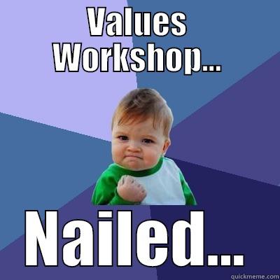 VALUES WORKSHOP... NAILED... Success Kid