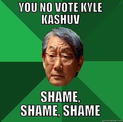 YOU NO VOTE KYLE KASHUV SHAME, SHAME, SHAME High Expectations Asian Father