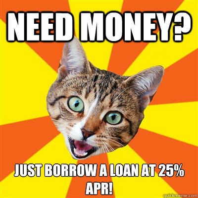 NEED MONEY? JUST BORROW A LOAN AT 25% APR!  Bad Advice Cat