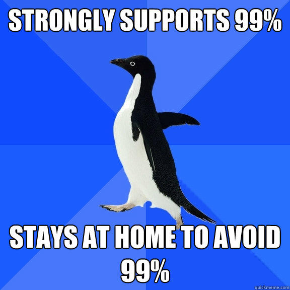 Strongly supports 99% Stays at home to avoid 99%  