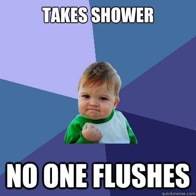 Takes shower No one flushes  Success Kid