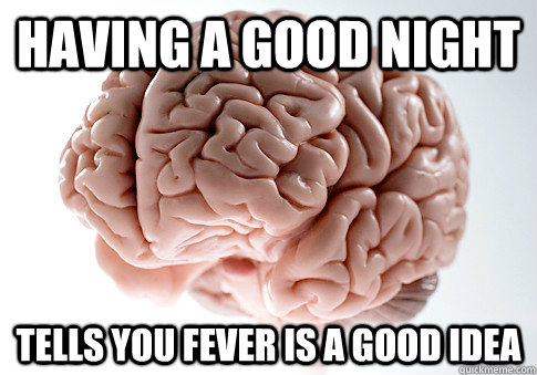 having a good night Tells you fever is a good idea  Scumbag Brain