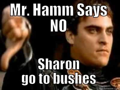 MR. HAMM SAYS NO SHARON GO TO BUSHES Downvoting Roman