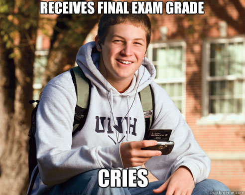 Receives Final Exam Grade Cries  College Freshman