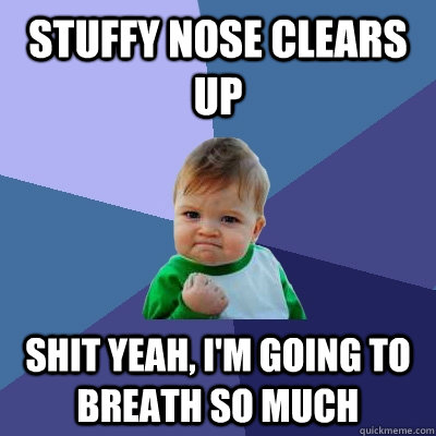 Stuffy nose clears up shit yeah, i'm going to breath so much - Stuffy nose clears up shit yeah, i'm going to breath so much  Success Kid