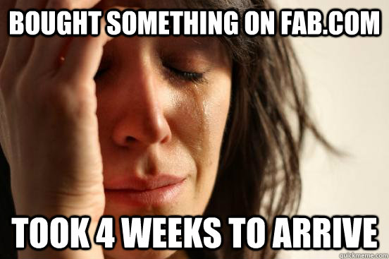 bought something on fab.com took 4 weeks to arrive  First World Problems