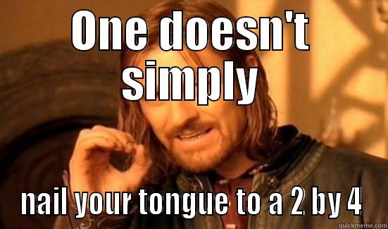 ONE DOESN'T SIMPLY NAIL YOUR TONGUE TO A 2 BY 4 Boromir