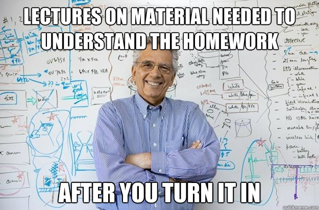 Lectures on material needed to understand the homework after you turn it in  Engineering Professor