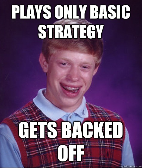 Plays only basic strategy Gets backed off  Bad Luck Brian