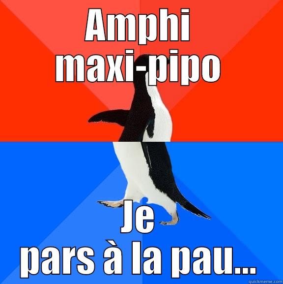 AMPHI MAXI-PIPO JE PARS À LA PAU... Socially Awesome Awkward Penguin